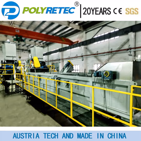 Linea di riciclaggio di bottiglie di plastica Lavatrice per frantumazione di scaglie di bottiglie in PET